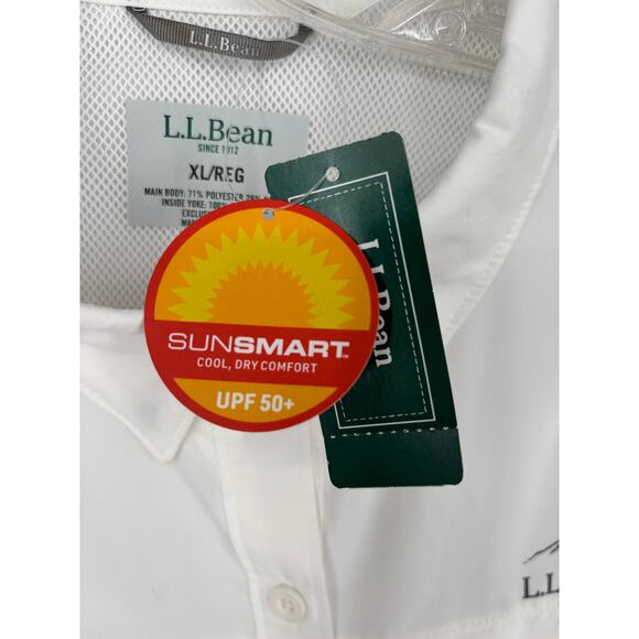 LL Bean Tropicwear Pro Sunsmart Shirt Womens XL White UPF 50 Button Up NWT Hike - Picture 5 of 7